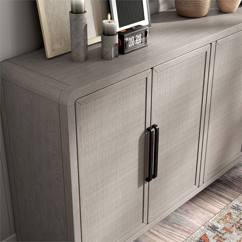 Furniture of America Austin Solid Wood Rounded Edges Server with Doors in Oak