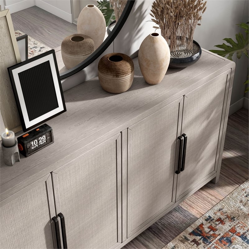 Furniture of America Austin Solid Wood Rounded Edges Server with Doors in Oak