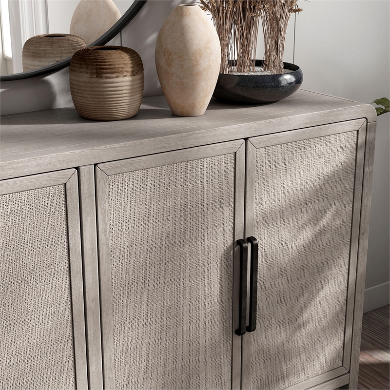 Furniture of America Austin Solid Wood Rounded Edges Server with Doors in Oak