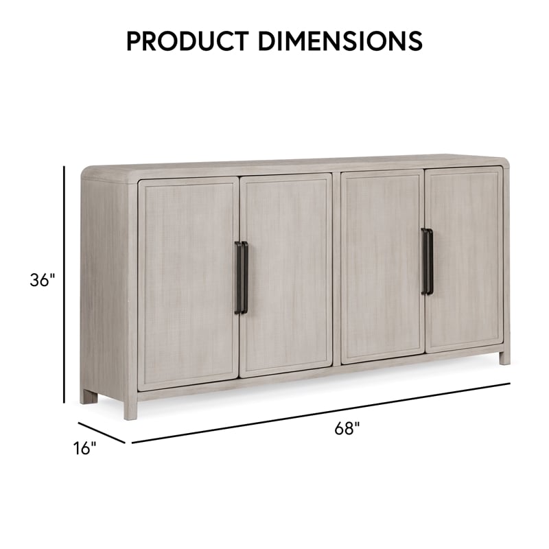 Furniture of America Austin Solid Wood Rounded Edges Server with Doors in Oak