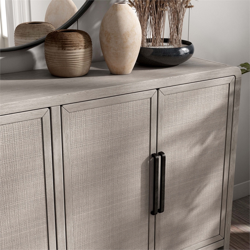 Furniture of America Austin Solid Wood Rounded Edges Server with Doors in Oak