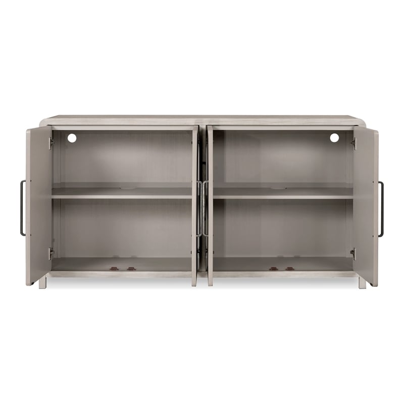 Furniture of America Austin Solid Wood Rounded Edges Server with Doors in Oak