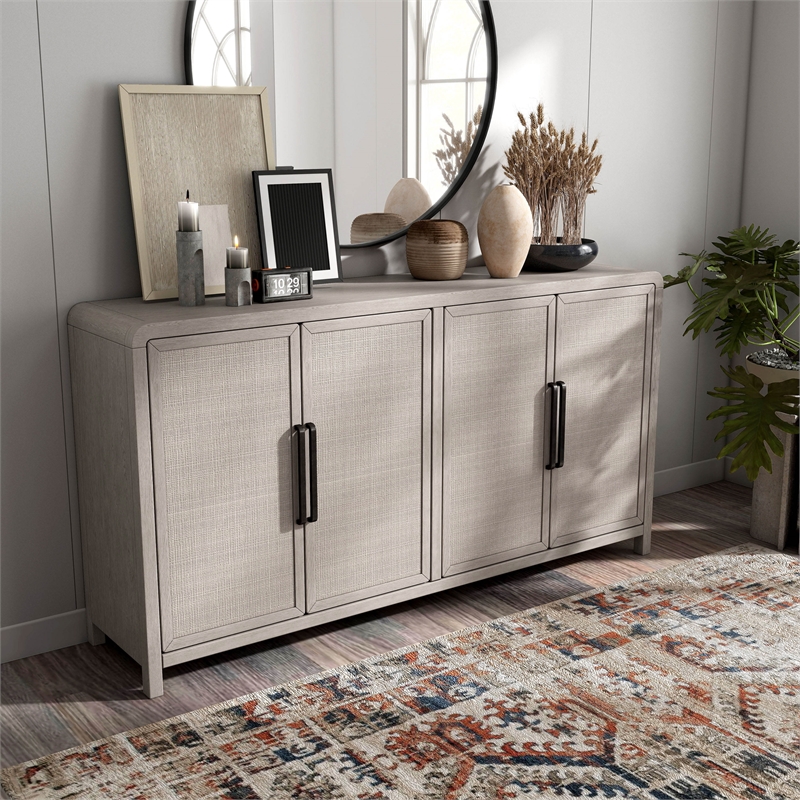 Furniture of America Austin Solid Wood Rounded Edges Server with Doors in Oak