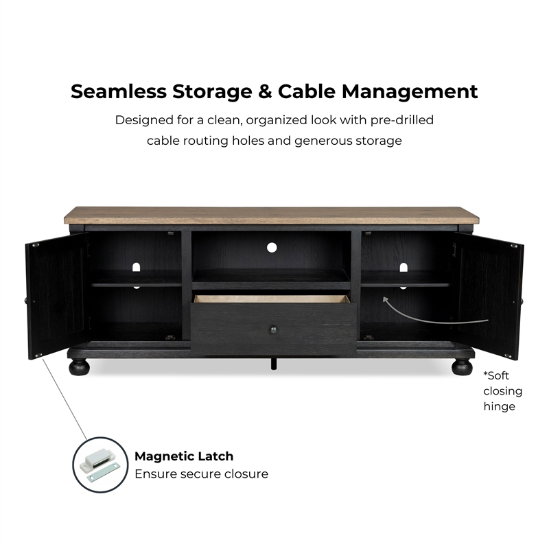 Furniture of America Narella Wood Storage 72-inch TV Console in Black