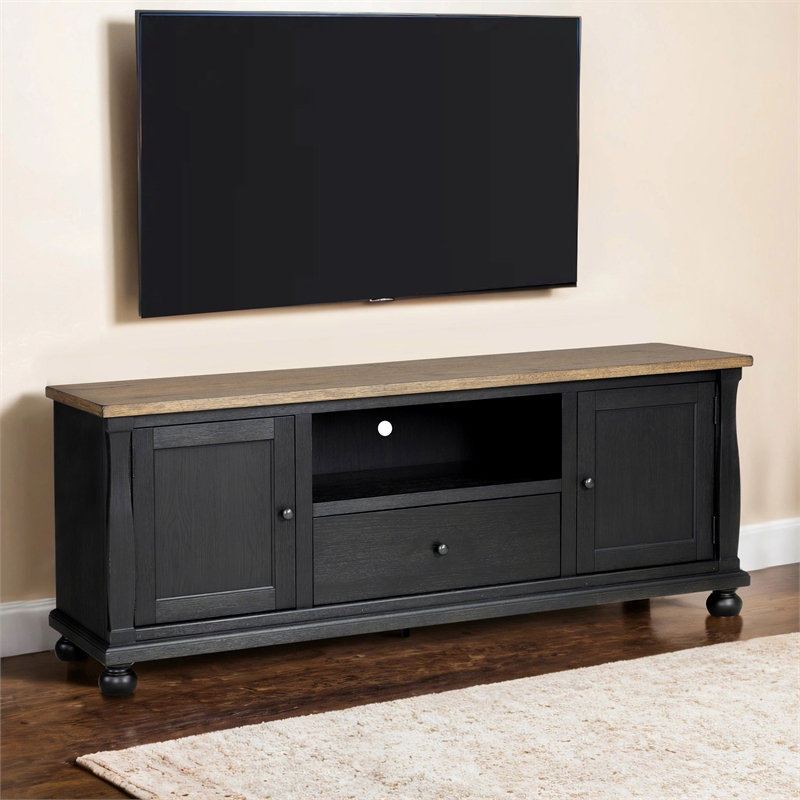Furniture of America Narella Wood Storage 72-inch TV Console in Black