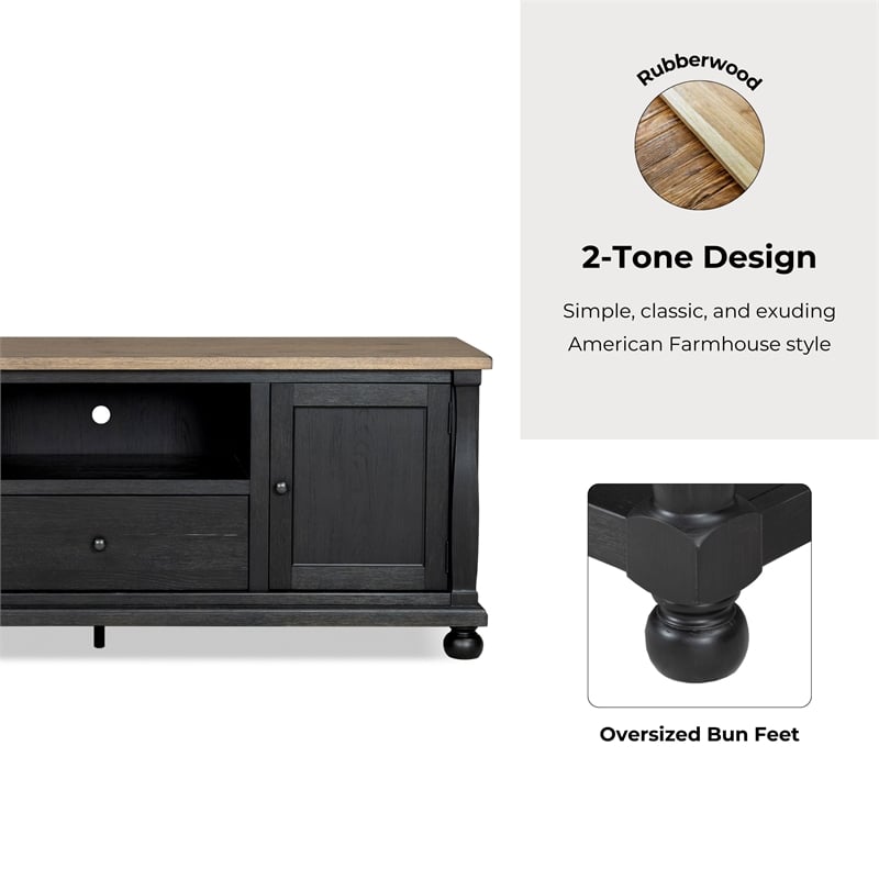 Furniture of America Narella Wood Storage 72-inch TV Console in Black