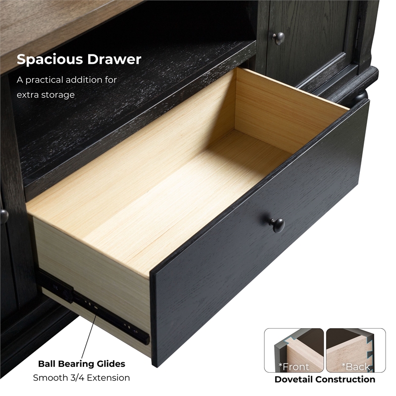 Furniture of America Narella Wood Storage 72-inch TV Console in Black