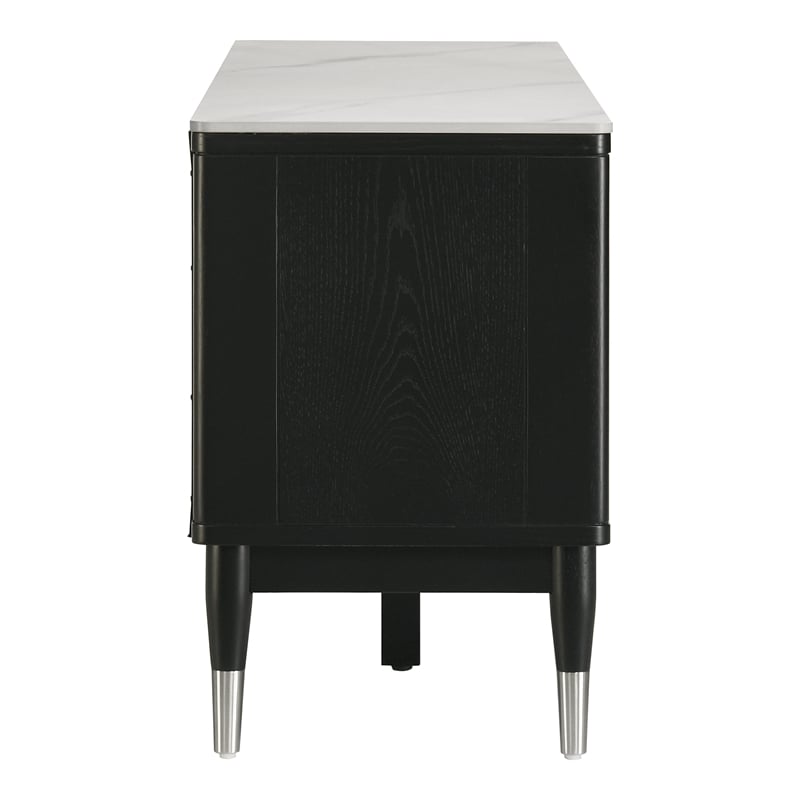 Furniture of America Miranda Sintered Stone Top and Wood TV Stand in Black