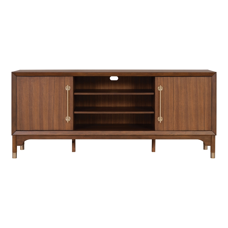 Furniture of America Forma Solid Wood TV Console with Doors in Walnut