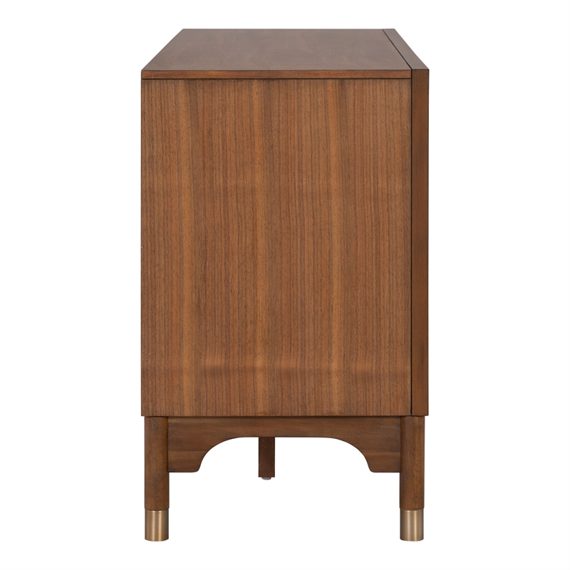 Furniture of America Forma Solid Wood TV Console with Doors in Walnut