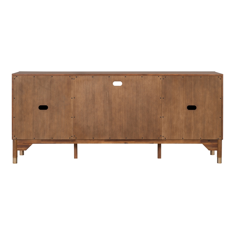 Furniture of America Forma Solid Wood TV Console with Doors in Walnut