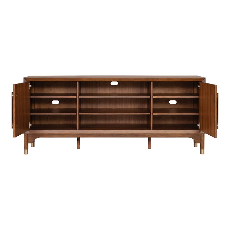 Furniture of America Forma Solid Wood TV Console with Doors in Walnut