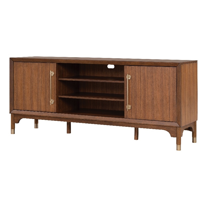Furniture of America Forma Solid Wood TV Console with Doors in Walnut