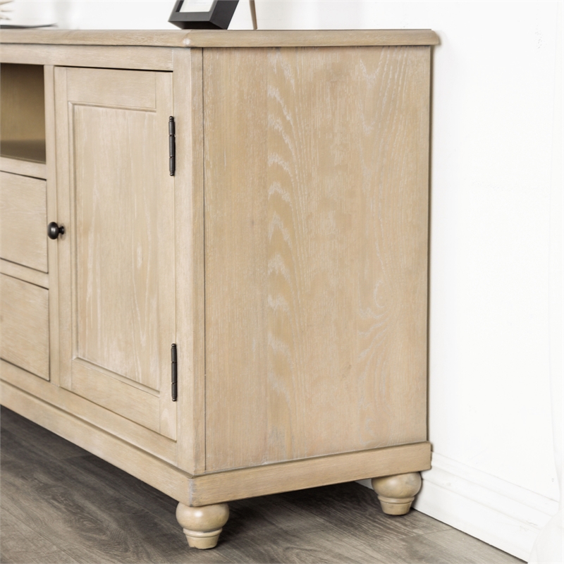 Furniture of America Shelimar Solid Wood Storage TV Stand with Doors in Beige