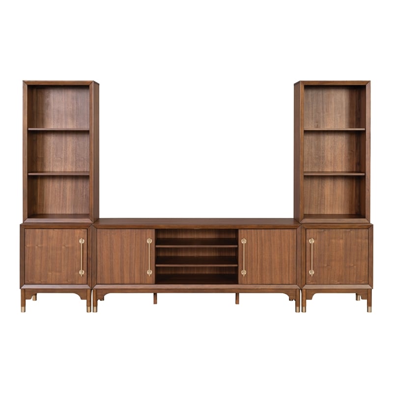 Furniture of America Forma Solid Wood 4-Piece Entertainment Center in Walnut