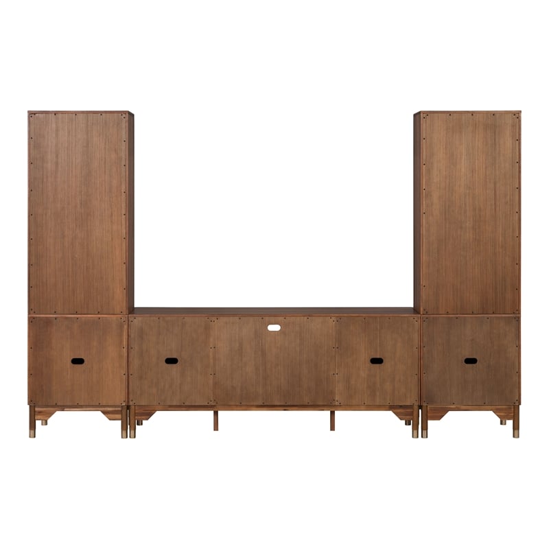 Furniture of America Forma Solid Wood 4-Piece Entertainment Center in Walnut