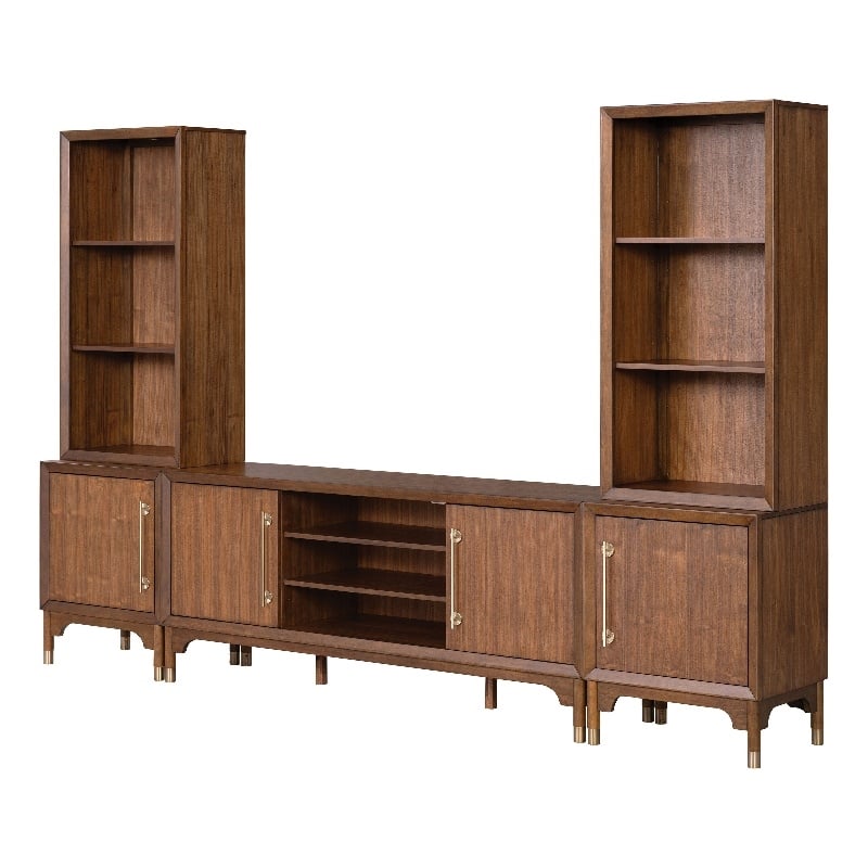 Furniture of America Forma Solid Wood 4-Piece Entertainment Center in Walnut