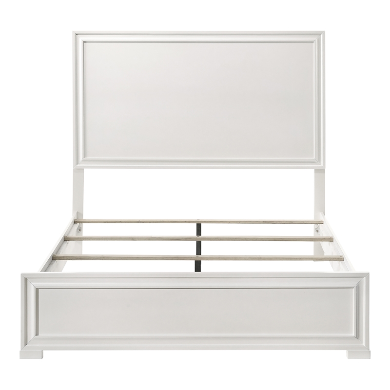 Furniture of America Embud Solid Wood Double Molded King Panel Bed in White