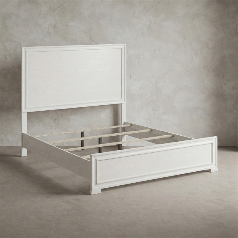 Furniture of America Embud Solid Wood Double Molded King Panel Bed in White