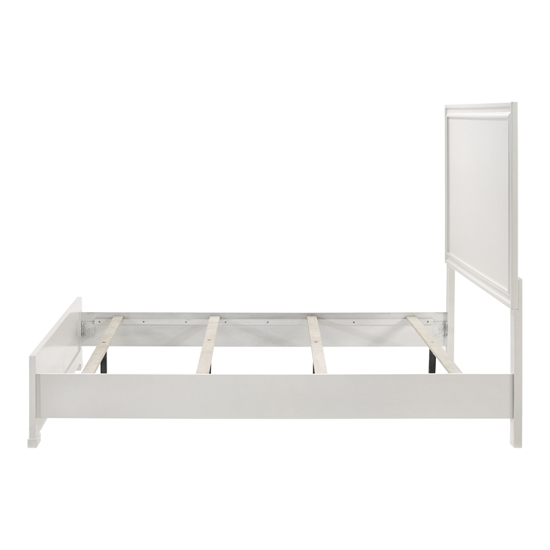 Furniture of America Embud Solid Wood Double Molded Queen Panel Bed in White