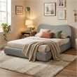 Furniture of America Lunaria Velvet 1-Drawer King Platform Bed in Light Gray
