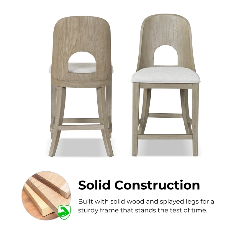 Furniture of America Selyra Solid Wood Counter Dining Chairs in Oak (Set of 2)