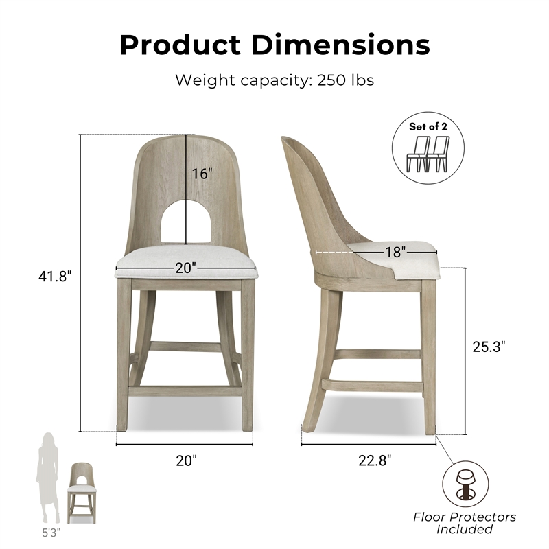 Furniture of America Selyra Solid Wood Counter Dining Chairs in Oak (Set of 2)