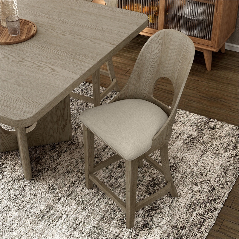 Furniture of America Selyra Solid Wood Counter Dining Chairs in Oak (Set of 2)