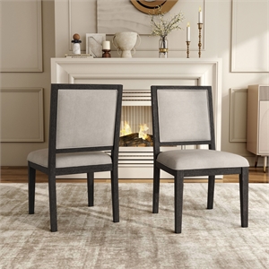 Furniture of America Landry Modern Solid Wood Side Chairs in Black (Set of 2)