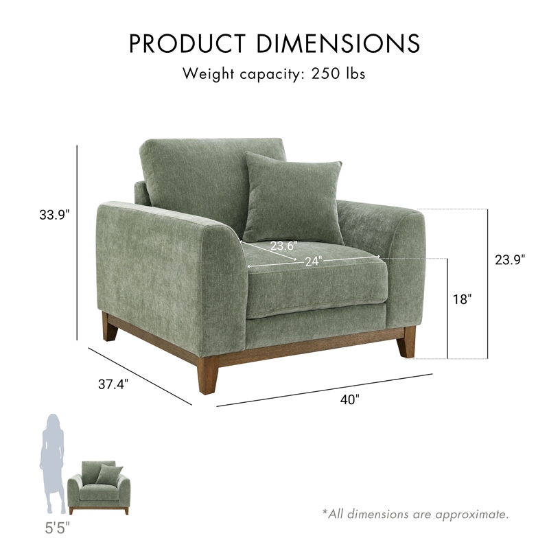 Furniture of America Naria Chenille Soft Track Arm Chair in Green