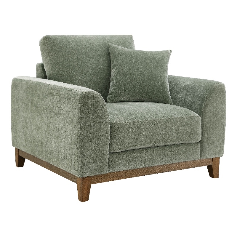 Furniture of America Naria Chenille Soft Track Arm Chair in Green