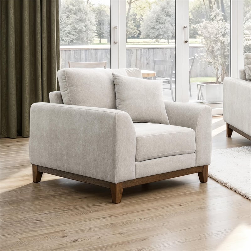 Furniture of America Naria Chenille Soft Track Arm Chair in Light Gray