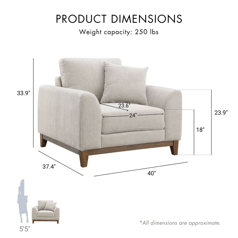 Furniture of America Naria Chenille Soft Track Arm Chair in Light Gray