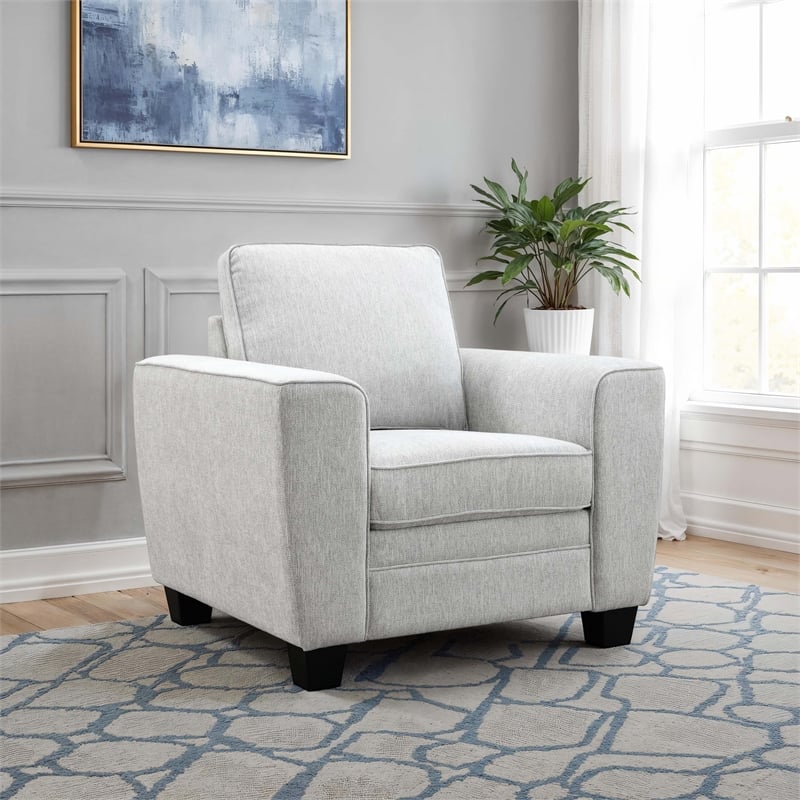 Furniture of America Emeria Chenille Soft Tapered Arm Chair in Light Gray