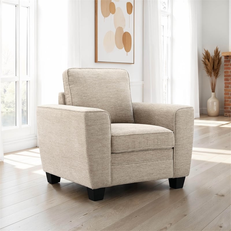 Furniture of America Emeria Chenille Soft Tapered Arm Chair in Taupe