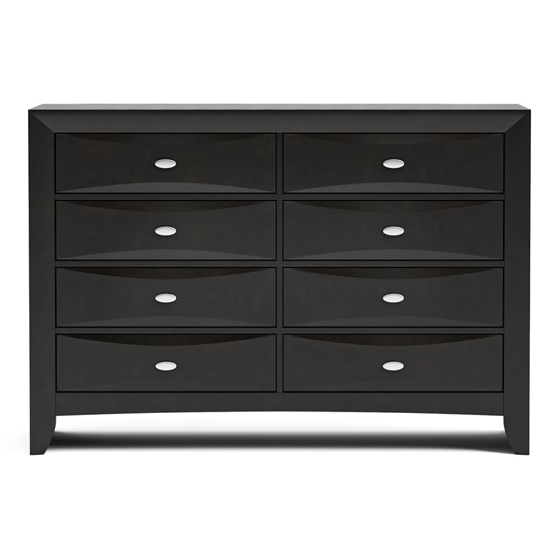 Furniture of America Darius Solid Wood 8-Drawer Dresser in Black