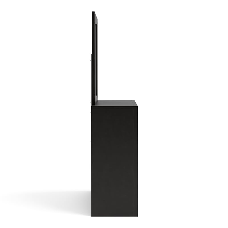 Furniture of America Darius Solid Wood 2-Piece Dresser with Mirror in Black