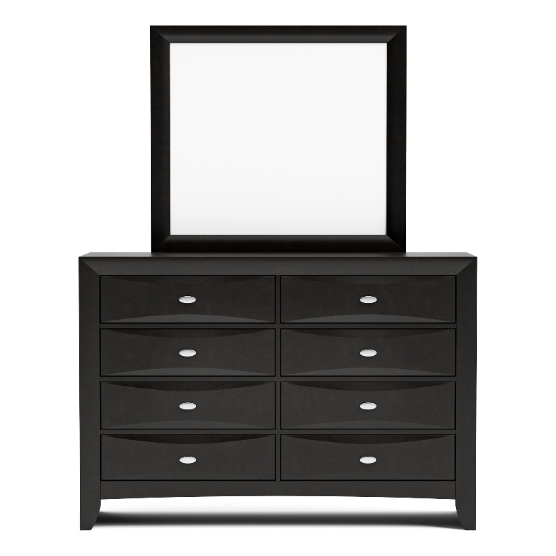 Furniture of America Darius Solid Wood 2-Piece Dresser with Mirror in Black