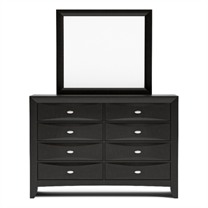 Furniture of America Darius Solid Wood 2-Piece Dresser with Mirror in Black