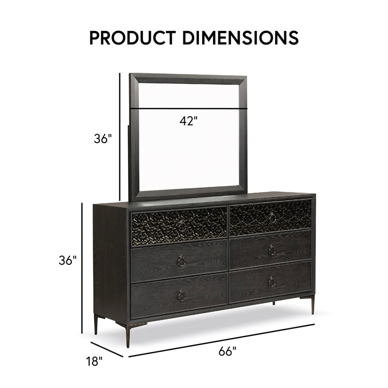 Furniture of America Glint Solid Wood 2-Piece Dresser with Mirror in Espresso