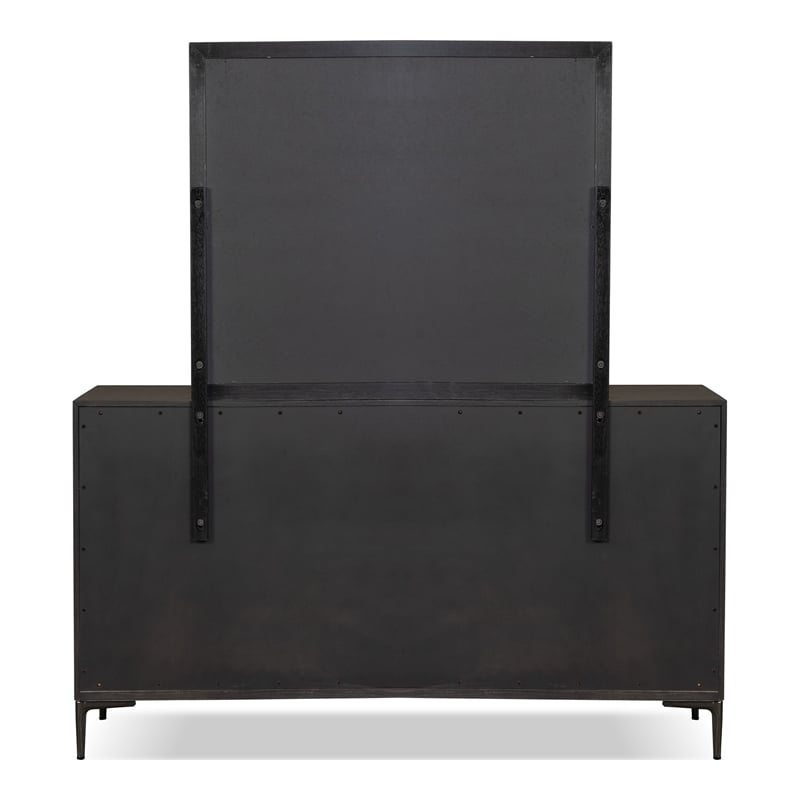 Furniture of America Glint Solid Wood 2-Piece Dresser with Mirror in Espresso