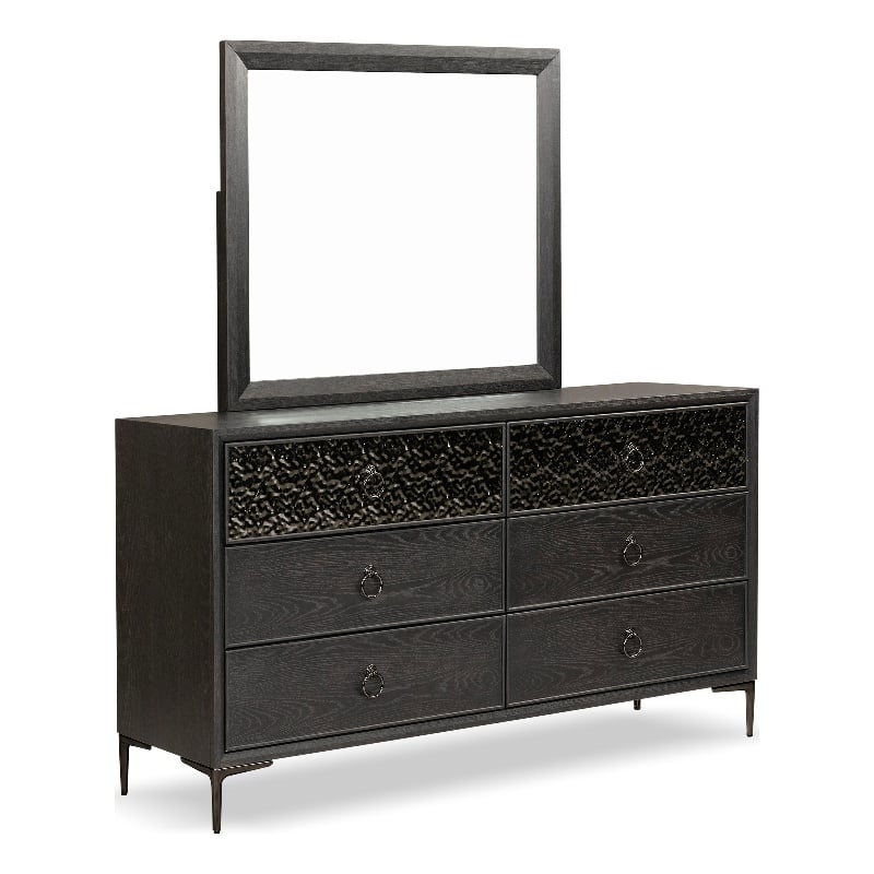 Furniture of America Glint Solid Wood 2-Piece Dresser with Mirror in Espresso