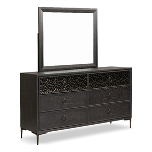Furniture of America Glint Solid Wood 2-Piece Dresser with Mirror in Espresso