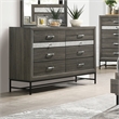 Furniture of America Kindering Wood with Metal Leg 8-Drawer Dresser in Gray