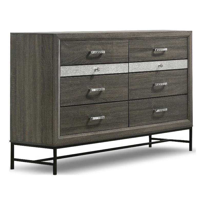 Furniture of America Kindering Wood with Metal Leg 8-Drawer Dresser in Gray