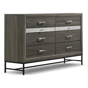 Furniture of America Kindering Wood with Metal Leg 8-Drawer Dresser in Gray
