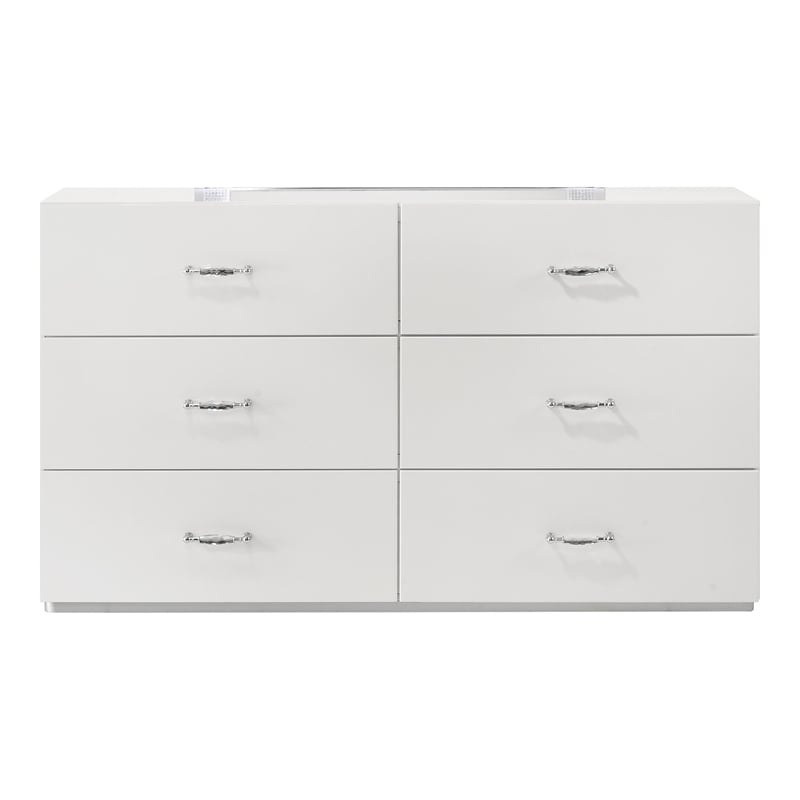 Furniture of America Quince Solid Wood 6-Drawer Dresser in White