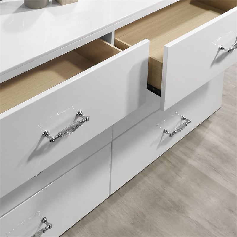 Furniture of America Quince Solid Wood 6-Drawer Dresser in White