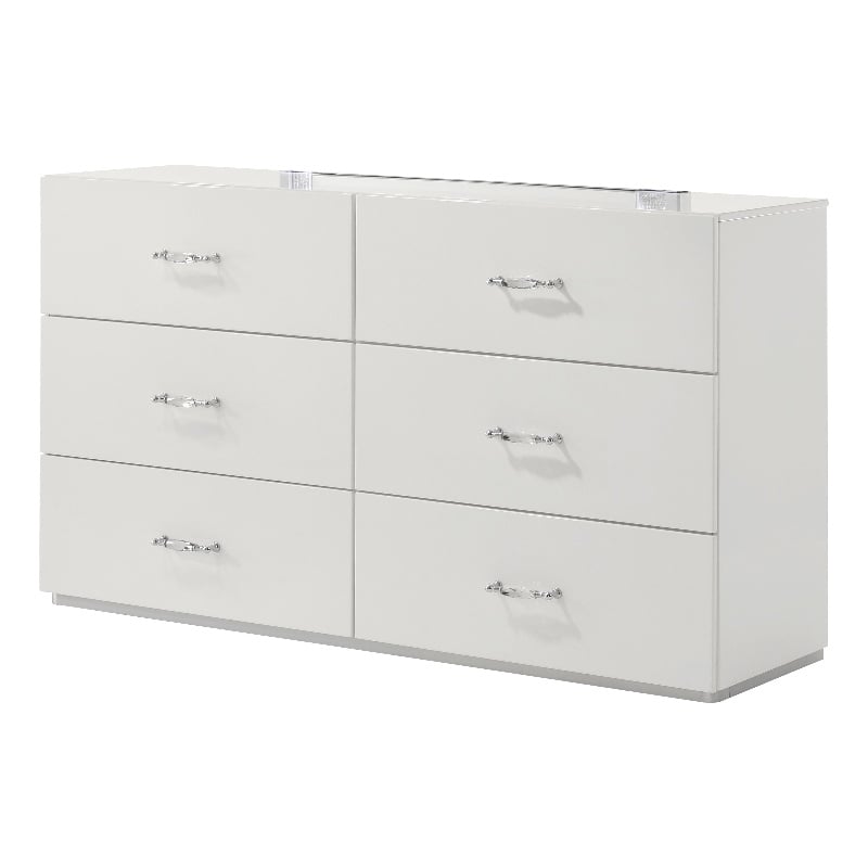 Furniture of America Quince Solid Wood 6-Drawer Dresser in White