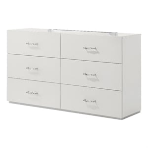 Furniture of America Quince Solid Wood 6-Drawer Dresser in White